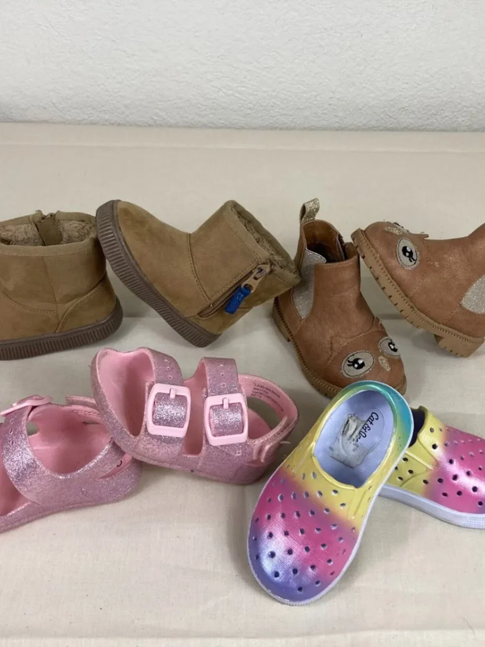 Toddler Girls Shoe Bundle Lot of 4 US Size 5 Boots Sandals Slip Ons